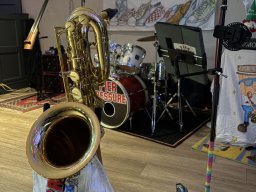 Baritone sax ready to go